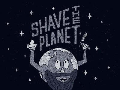 Shave the Planet beard character cream earth illustration razor shaving type typography