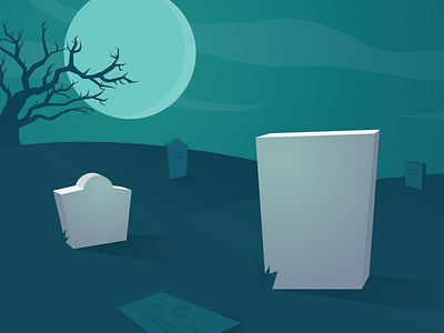 RIP Flash adobe cemetery death graveyard illustration moon night tombstone tree