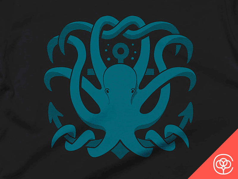 Lurking in the Depths – Cotton Bureau Shirt anchor bubble bureau cotton graphic octopus t shirt