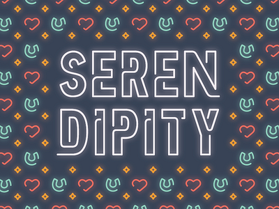 Serendipity dipity heart horseshoe icon neon seren star