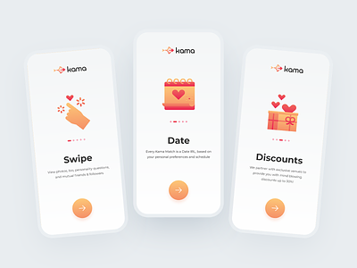Onboarding Flow for Dating Mobile App application date dating dating app icons ios love mobile app design onboarding screens onboarding ui orange product design red splash trendy design uiux user experience design user interface design yellow