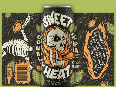 Sweet Heat beer beer label beer label design brand design brewery craftbeer custom illustration custom lettering hops illustrative branding label design typography