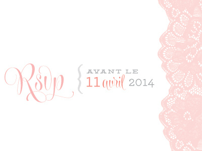 Wedding Suite - Rsvp design feminine girly gray invitation lace mariage peach rsvp script typography wedding