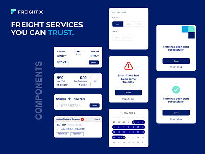 FreightX Components UI Kit app application clean ui colourful components design ui ux