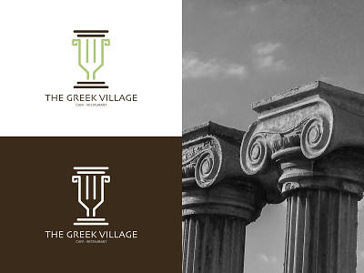 The Greek Village Logo Design brand branding design fork graphic graphic design graphicdesign greek icon identity identity branding identity design logo logo designer logo designs logodesign pillar