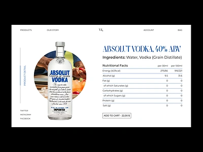 Absolut Vodka alcohol drink landing page landingpage product product page ui ui design uiux web webdesign website website design wine