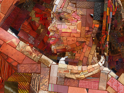 The basket girl for Sasi's (2) artwork collage ethnic fine art illustration mosaic patchwork photomosaic restaurant