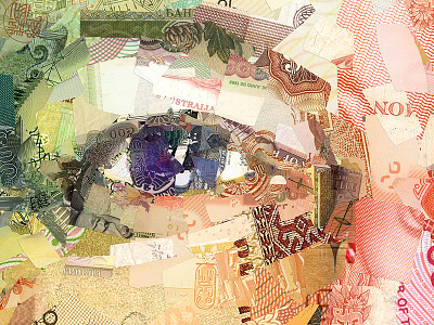 The Paper Values project: Queen Elizabeth collage currency graphic design illustration money mosaic photo collage photomosaic