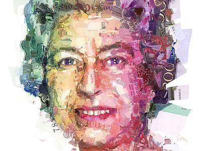The Paper Values project: Queen Elizabeth collage currency graphic design illustration money mosaic photo collage photomosaic