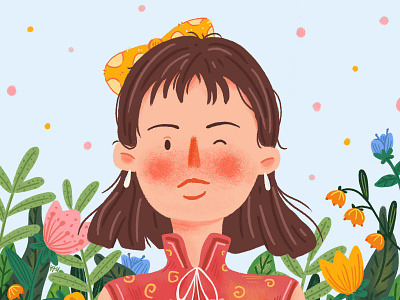 flower girl design illustration 插图 设计