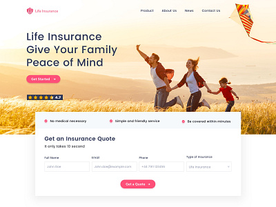 Life insurance Website Page Design