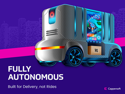 Fully Autonomous Delivery Car artificialintelligence branding clean design design layoutdesign machinelearning