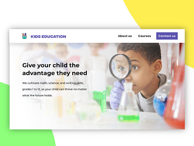 Kids education web header homepage 2020 trend children clean design colorful colors design education kids landing page landingpage layoutdesign minimal new ui web webdesign website