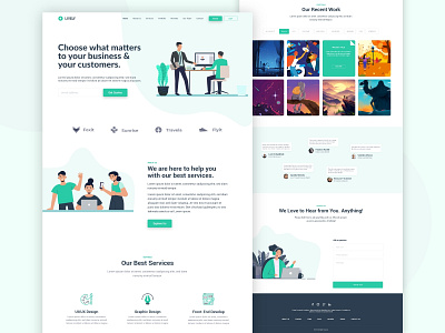 Agency Landing page V1 2020 2020 trend agency app brand design branding creative creative design design green illustration landing page landing page design landingpage trendy typography ui ui design uiux web design