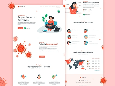 Covid19 - Corona Virus Landing Page 2020 trend analytic app concept awareness coronarender coronavirus daily ui dailyui figmadesign free ui kit homepage design illustration interface landing page landing page design ui ux ui design website design xd design xd ui kit