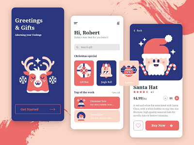 Greetings & Gift Mobile App UI/UX 2020 trend 2d android app app concept cristmas dailyui design ecommerce illustration interface ios app design minimal onboarding onboarding screen startup style ui ui ux ui design vector