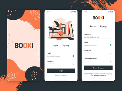 Book Reading App - Splash Screen, Login and Sign up Screen 2020 trend android app app concept book dailyui ecommerce illustration ios app design launch screen login screen minimal sign in sign up splash splash screen typography ui ui ux ui design walkthrough
