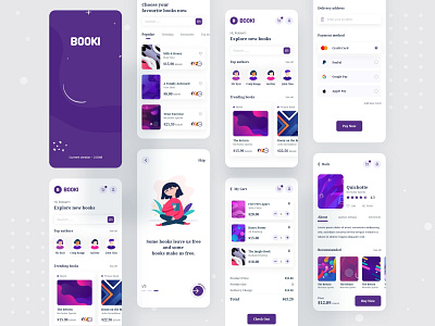 Booki - Book App Store 2020 trend app concept book app clean dailyui design ecommerce illustration library app logo minimal ui ui design user experience user interface