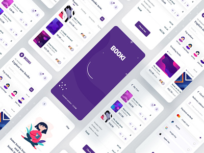 Booki - Book App Store 2020 trend app concept book book cover branding dailyui ecommerce interface library minimal typography ui ui design