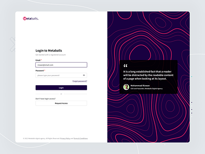 Login Page - Metaballs app concept create account form illustration login minimal sign in sign up signup ui ux ui design user interface ux web design