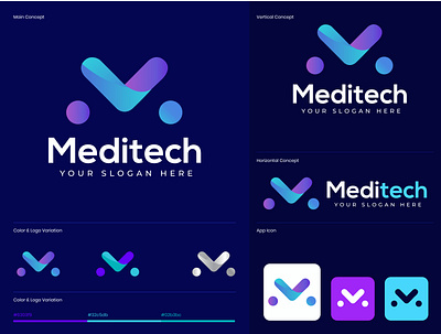 Meditech - Logo Idea branding creative graphic design icon idea logo logodesign m m icon m logo motion graphics mt tech logo ui uniqe logo uniquestyle