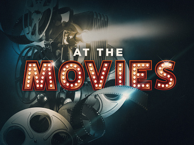 At The Movies branding design illustration logo typography vector