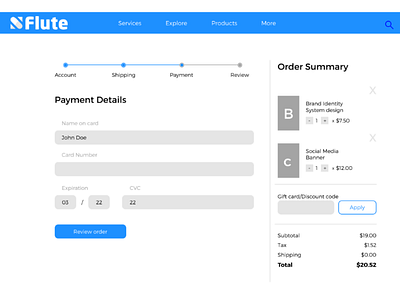 Credit card checkout form