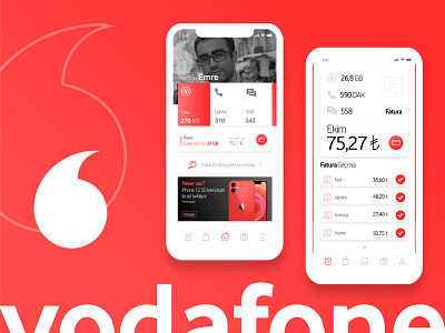 Vodafone App Concept | UI Design app application mobile mobile ui red typography ui uidesign uiux vodafone