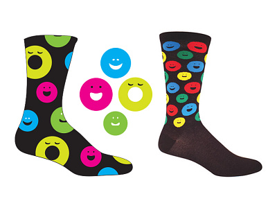 Smiley Sock Print patterns prints repeat patterns smiley socks