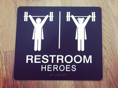 Heroes Restroom Signage