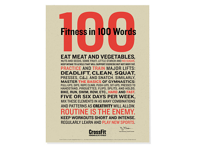 CrossFit 100 Words Poster crossfit health poster poster art sports typography