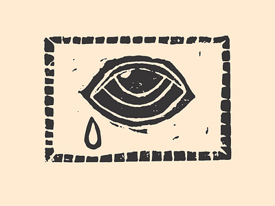 Linocut Eye design icon illustration logo vector