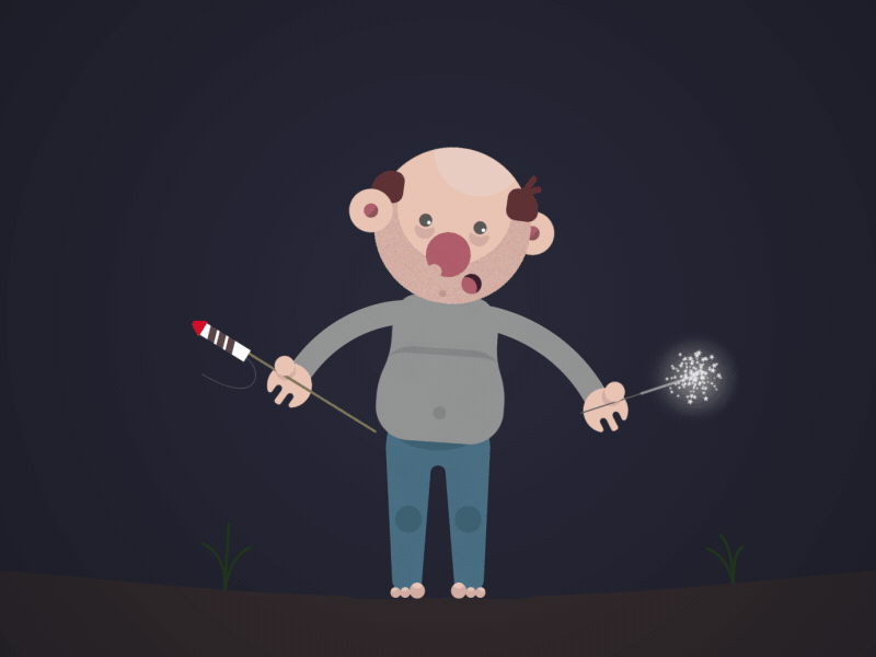 I hate fireworks* 2d animation accident adobe after effect animate animation bone boom fireworks flat design gif illustration illustrator motion animation