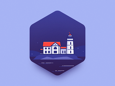 Lighthouse flag hexagon house illustration inkscape lighthouse water