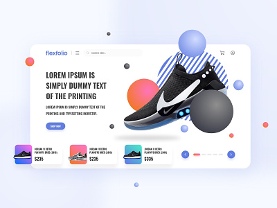 FlexFolio clean design ecommerce design gradient online shopping shoes store ui user experience user interface ux web design