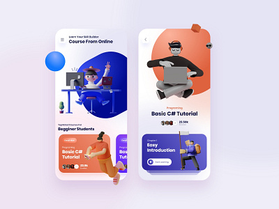 Online Learning App 3d app clean app design design trends learning app mobile app design mobile ui online learning study app ui design user experience designer user interface design ux design