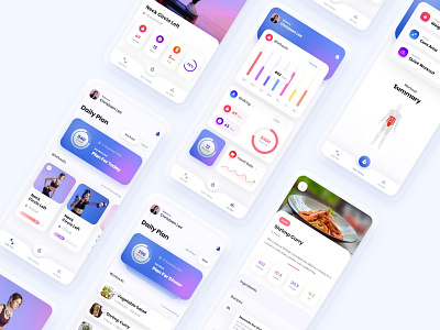 Fits - Fitness App chart clean design fitness app fitness app ui fitness plan gradient meal plan mobile app ui user experience user interface ux web design