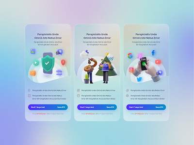 Glassmorphism - Pricing 3d charecter clean design glassmorphism gradient mobile app mobile app design pricing page user experience user interface ux