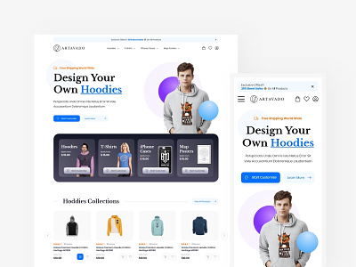 Artavado - An Ecommerce Website clean design design ecommerce gradient online shopping online store ui user experience user interface ux web design web shop