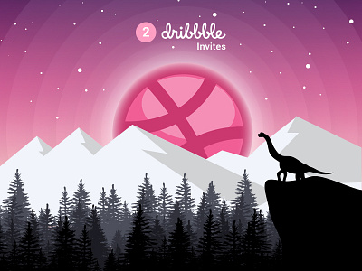 2 Dribbble Invites draft dribbble dribbble invite illustration invitation invite vector