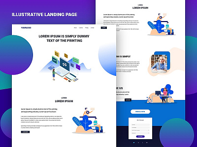 Illustrative Landing Page blue clean design gradient ui user experience user interface ux vector web design