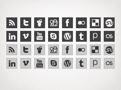 Square Social Icon Pack grey icons simple social square