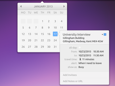 Drop Down Calendar Interface apple calendar down drop graphic interface ios mac ui user ux