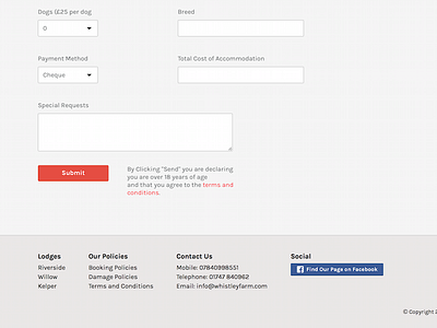 Booking Form booking branding contact design development footer form php ui ux web website