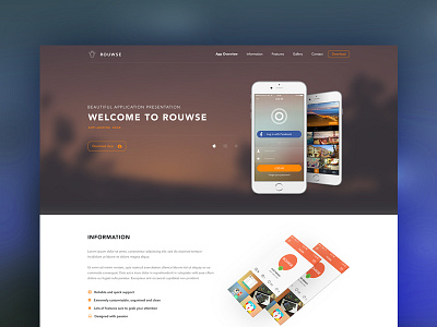 Rouwse App Landing Page app branding design landing page theme warm web website