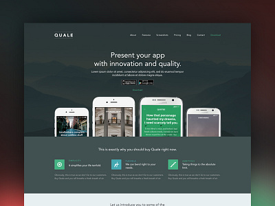 Quale App Landing Page app branding clean design landing page theme web website