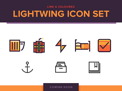 Icon Set colour customisable essential icon lightwing line set