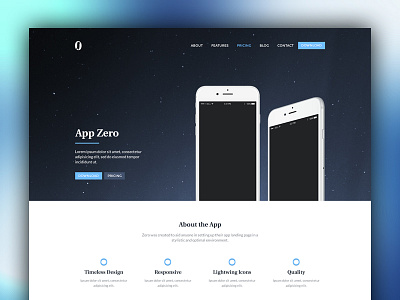 Zero App Landing Page app branding clean design landing page theme web website