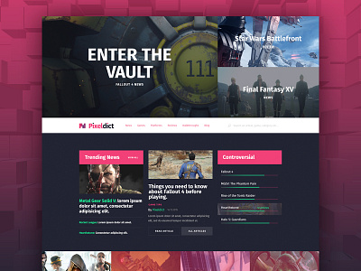 Pixeldict Website branding design game gaming magazine news website