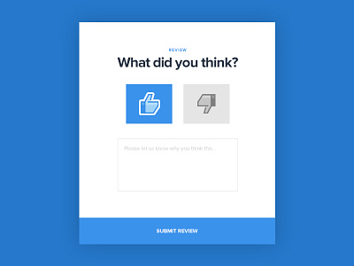 Review UI blue card design flat review testimonial thumbs ui web